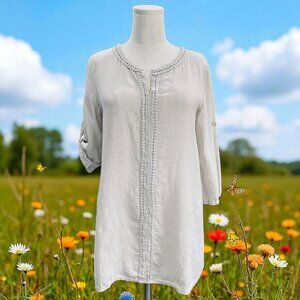 Terzo‎ Millennio Linen Tunic Top Made In Italy Small Boho Cottagecore Summer